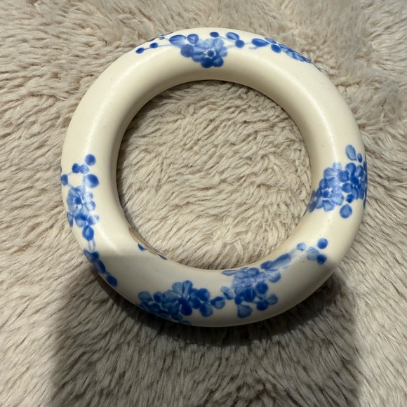 Royal Copenhagen Style Blue Porcelain Bracelet‎ Bangle 8” - Picture 3 of 5